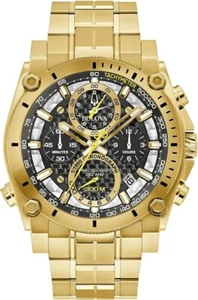 Bulova Men's Icon Precisionist Chronograph Date Gold Quartz Watch 47MM 97B218 - Picture 1 of 3