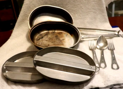 vintage 2 sets of army mess kits - Image 1 of 4
