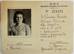 VARMO UDINE GIL TESSERA GIOVANE ITALIANA A.XVI 1938 ASS.NE GIOVANILE DI PARTITO - Picture 1 of 6