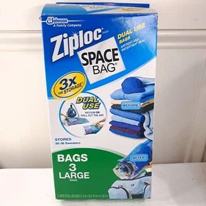 NEW Ziploc SPACE BAG 3 Large dual use Vacuum Sealed Clothing Storage clothing - Picture 1 of 6