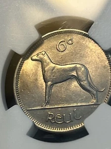 1946 Ireland 6 Pence Sixpence NGC MS63 Beautiful Coin - Picture 1 of 4