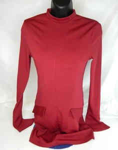 Commense Top Womens Small Red Long Sleeve Mock Neck Stretch Blouse Dress - Picture 1 of 10