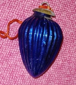Antique Blue Med. Kugel Christmas Ornament, Mercury Glass, Ribbed Top,  Preowned - Picture 1 of 14