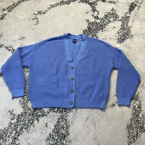 Gap Sweater Womens Size XL Tall Shirting Blue V Neck Cardigan Button Front - Picture 1 of 6