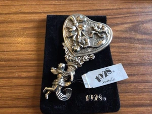 Vintage 1928 Jewellery Hand Held Compact Vanity Purse Fancy Silver Mirror Rare - Photo 1/4