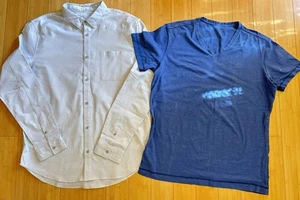 Lot Of 2 Lululemon Men's XL Shirts, V-neck T-shirt & Long Sleeve Button Up Shirt - Picture 1 of 9