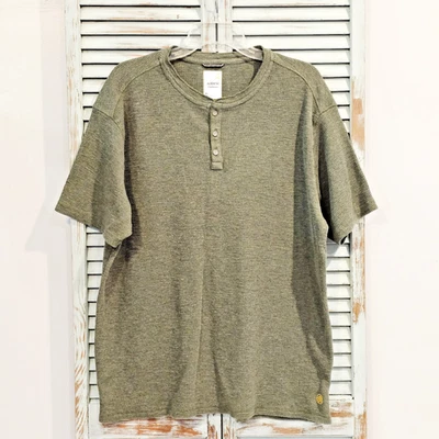 Camisa Henley masculina manga curta malha waffle verde oliva XL masculina SOLARIS OUTDOORS em excelente estado usado - Imagem 1 de 4