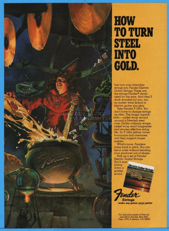 1978 FENDER Guitar Strings Fullerton CA How To Turn Steel Into Gold Print Ad - Image 1 of 1