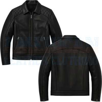 Men's Motorcycle Leather Jacket Handcrafted Genuine Leather Racing Moto Jacket - Image 1 of 3