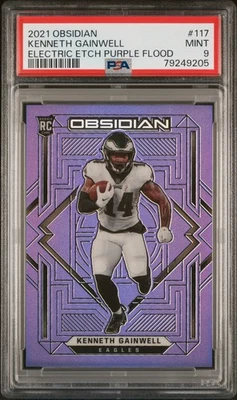 2021 PANINI OBSIDIAN EE PURPLE FLOOD #117 KENNETH GAINWELL 5/16 PSA 9 - Image 1 of 2