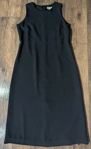 Eddie Bauer Womens Black Crepe Little Black Dress Size 10P Classic Elegant Lined - Picture 1 of 12