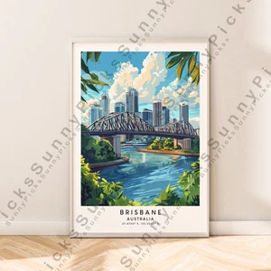 Brisbane Travel Print Australia Poster Illustration Art Wall Décor Gift Unfamed - Picture 1 of 2
