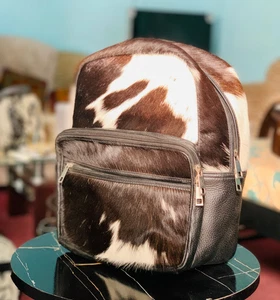 100% Genuine Hair-On Cowhide Leather Backpack–Small size with natural markings - Picture 1 of 4