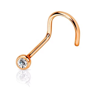 ORO ROSA 18G TITANIO ACERO GEMA CIRCONITA CÚBICA nariz tornillo piercing aro anillo perno - Imagen 1 de 1