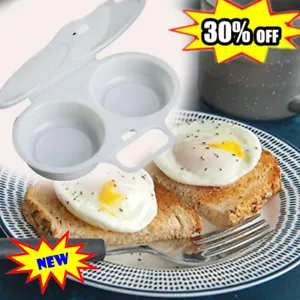 Mikrowelle Doppel Tasse Eierkocher Dampfgarer Perfekte Eier Pochierer Kochgeschirr UK - Bild 1 von 12