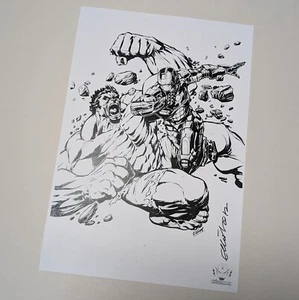 Marvel HULK battling IRON MAN A3 Art Print *SIGNED* by Artist Elliot Fernandez ! - Picture 1 of 6