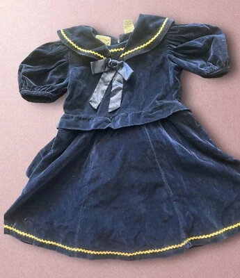 Vestido vintage de Navidad para niñas azul 4 terciopelo marinero victoriano Foto 1 de 4