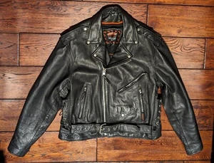 Interstate Leather Men's Moto Classic Riding Jacket Motorcycle Biker Size 48 - Foto 1 di 24
