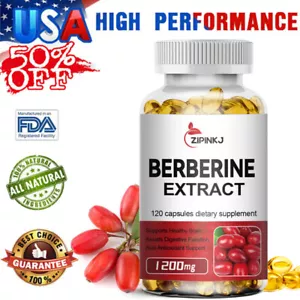 Premium Berberine HCL Extract 1200mg 120ct Healthy Cholesterol Anti-inflammatory - Picture 1 of 10