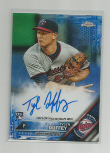 TYLER DUFFEY (Minnesota) 2016 TOPPS CHROME BLUE AUTO REFRACTOR ROOKIE CARD 