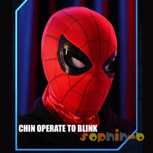 Spidey Mask Eyes Blinking Winking Light Up Lens Manual Chin Control Cosplay - Picture 1 of 33