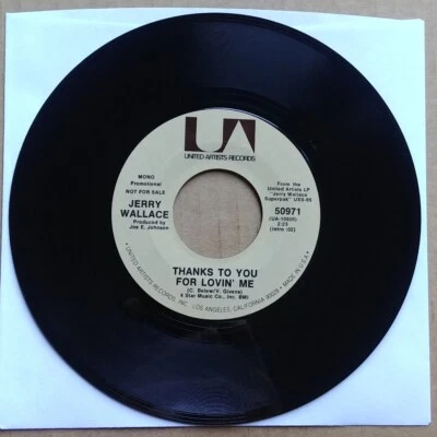JERRY WALLACE Thanks To You For Lovin Me PROMO COUNTRY 45 7" Record Vinyl 1972 - Image 1 of 2