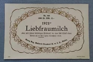 altes Weinetikett Musteretikett Etikett Label 1921er Liebfraumilch Jugendstil - Bild 1 von 2
