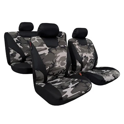 For Toyota 4Runner 2019-2025 Black Mesh Camo Canvas Car 5Seat Covers Full Set - Image 1 of 4