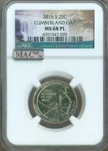 2016 S Cumberland Gap Quarter NGC MS68 PL MAC Quality ✔️ POP-2  ✔️ - Picture 1 of 2