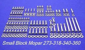 MOPAR ENGINE BOLTS KIT SMALL BLOCK 273 318 340 360 STAINLESS STEEL HEX SET - Picture 1 of 1