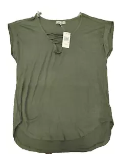 CRAVE FAME JUNORS LACE UP TEE Sz XL, OLIVE - Picture 1 of 6
