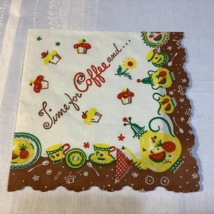 Coffee KLATCH Paper Napkin “Time for Coffee and...”  for crafts & decoupage - Picture 1 of 4