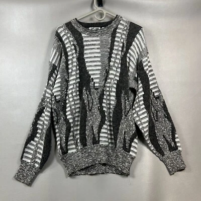 City Streets Geometric Pullover Sweater Black Gray Size XL — 第 1/4 张图片
