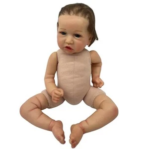 Preowned Unbranded Realistic Sleeping Baby Doll Brown Hair Open Eyes Beautiful - Picture 1 of 5