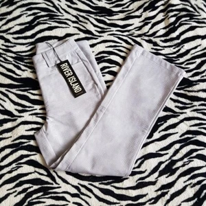 BNWT River Island Faux Leather Trousers Purple Croc Cropped Flared Size 6 New - Picture 1 of 4