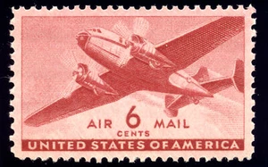 US C25 6c Airmail 1941 Twin-Motored Transport Plane PSAG grade 100 NH - Picture 1 of 3