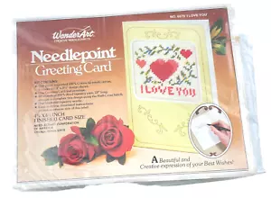 Wonderart Needlepoint Greeting Card Kit 6979 Embroidery I Love You Valentine - Picture 1 of 5