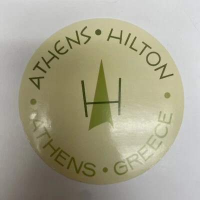 Vtg Athens Hilton Athens Greece Travel Hotel Label - Image 1 of 2