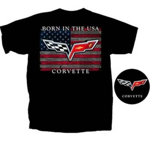 Chevrolet Chevy Corvette Born in the USA American Flag Cars T Shirt CVVLGR-B - Picture 1 of 3