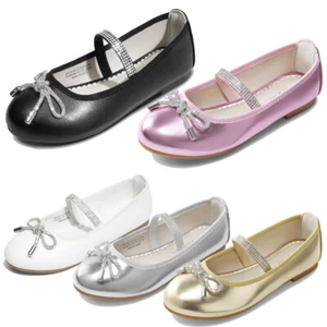 Toddlers Baby Girls Ballet Flats Shoes Slip On Party Wedding Dress Shoes - Picture 1 of 16