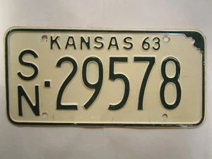 LICENSE PLATE Car Tag 1963 KANSAS SN 29578 [Z280G] - Picture 1 of 1