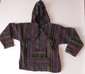 Child Size 10 Colorful Drug Rug Hooded Poncho - Picture 1 of 5