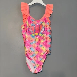 Betsey Johnson for Saks 5th Ave Swimsuit Ruffle Seashell Mermaid Girls Size 7/8 - Picture 1 of 5