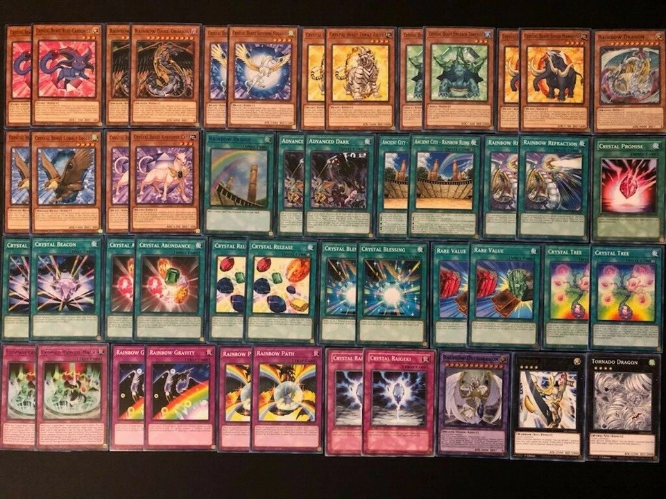 YGIOH CRYSTAL BEAST DECK- RAINBOW DRAGON- TOPAZ TIGER- RAINBOW BRIDGE- CAT NM - Image 1 of 4