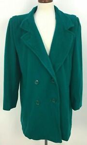 VTG 80s Mackintosh Teal Wool Double Breasted Pea Coat Womens Sz 10 Made in USA