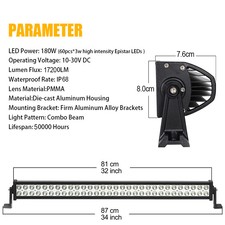 Barre à LED phare de travail Feux LED Worklight 27W 36W 48W,12"  24" 32" 42" 52"