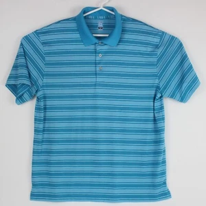 PGA Tour Golf Poloshirt Herren Größe XL Brustumfang 47 in Stretch Türkis Blau Gestreift - Bild 1 von 8