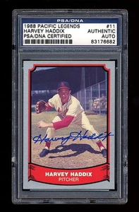 HARVEY HADDIX SIGNED PACIFIC LEGENDS PSA/DNA AUTOGRAPHED ST LOUIS CARDINALS - Picture 1 of 1
