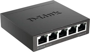 D-Link Ethernet Switch, 5 Port Gigabit Unmanaged Metal Desktop Plug and Black - Picture 1 of 8