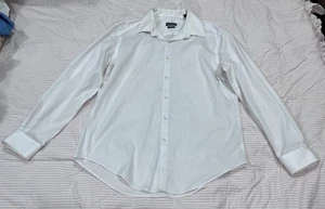 Men's Van Heusen White Button Up Dress Shirt Large 16 32/33 Slim Fit Stretch - Picture 1 of 10